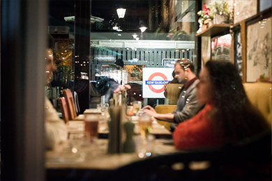 Dining at Tap on the Line, Kew Gardens